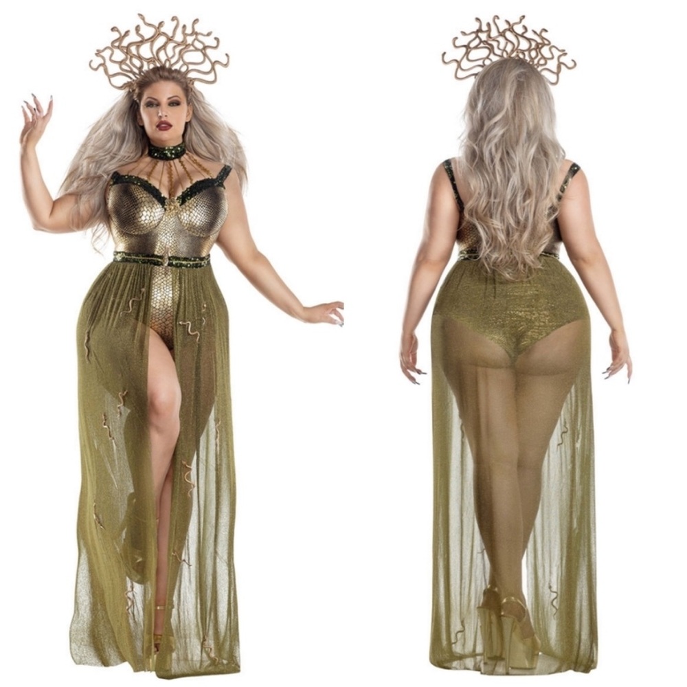 Plus Size Olive Green Goddess Costume Dress